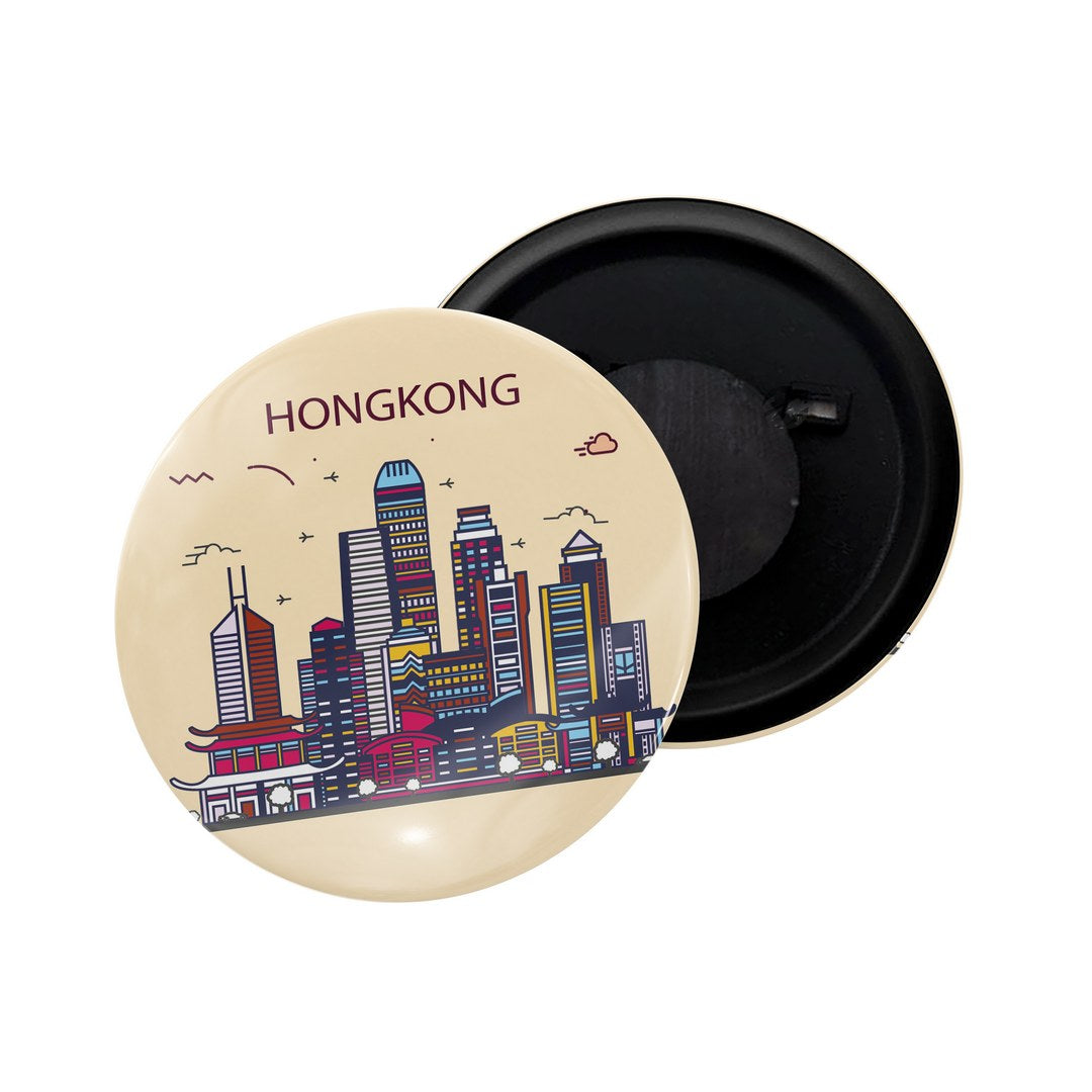 dhcrafts Fridge Magnet Brown Color Hong Kong Glossy Finish Design Pack of 1